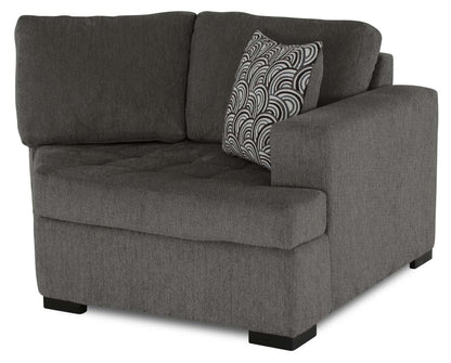 Made in Canada Legend 2-Piece Right-Facing Chenille Fabric Cuddler Sectional - Pewter Brown | Canapé sectionnel de droite Legend 2 pièces fabriqué au Canada en tissu de chenille avec fauteuil enveloppant - brun étain