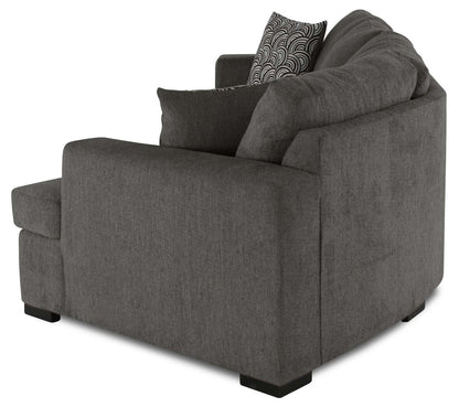 Made in Canada Legend 2-Piece Right-Facing Chenille Fabric Cuddler Sectional - Pewter Brown | Canapé sectionnel de droite Legend 2 pièces fabriqué au Canada en tissu de chenille avec fauteuil enveloppant - brun étain