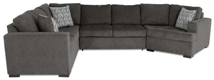 Fabriqué au Canada Legend 3-Pièces Sectionnel Cuddler Lit de Droite en Tissu Chenille - Brun Étain | Sofa-lit sectionnel de droite Legend 3 pièces fabriqué au Canada en tissu de chenille avec fauteuil enveloppant - brun étain