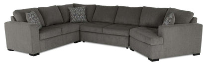 Fabriqué au Canada, sectionnel lit-couché Legend 3 pièces en tissu de chenille avec fauteuil enveloppant - brun étain