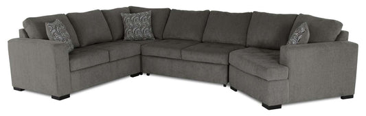 Fabriqué au Canada, sectionnel lit-couché Legend 3 pièces en tissu de chenille avec fauteuil enveloppant - brun étain