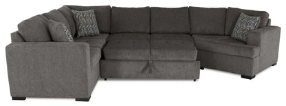 Fabriqué au Canada, sectionnel lit-couché Legend 3 pièces en tissu de chenille avec fauteuil enveloppant - brun étain