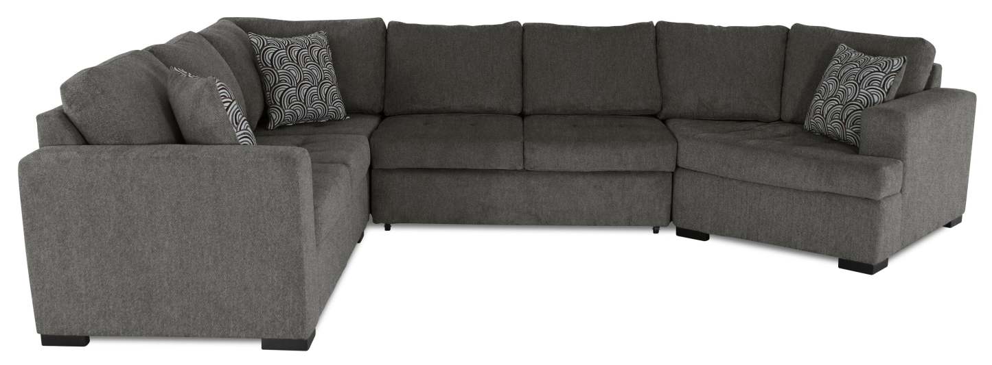 Fabriqué au Canada, sectionnel lit-couché Legend 3 pièces en tissu de chenille avec fauteuil enveloppant - brun étain