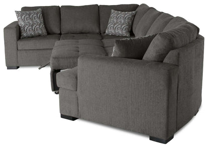 Fabriqué au Canada, sectionnel lit-couché Legend 3 pièces en tissu de chenille avec fauteuil enveloppant - brun étain
