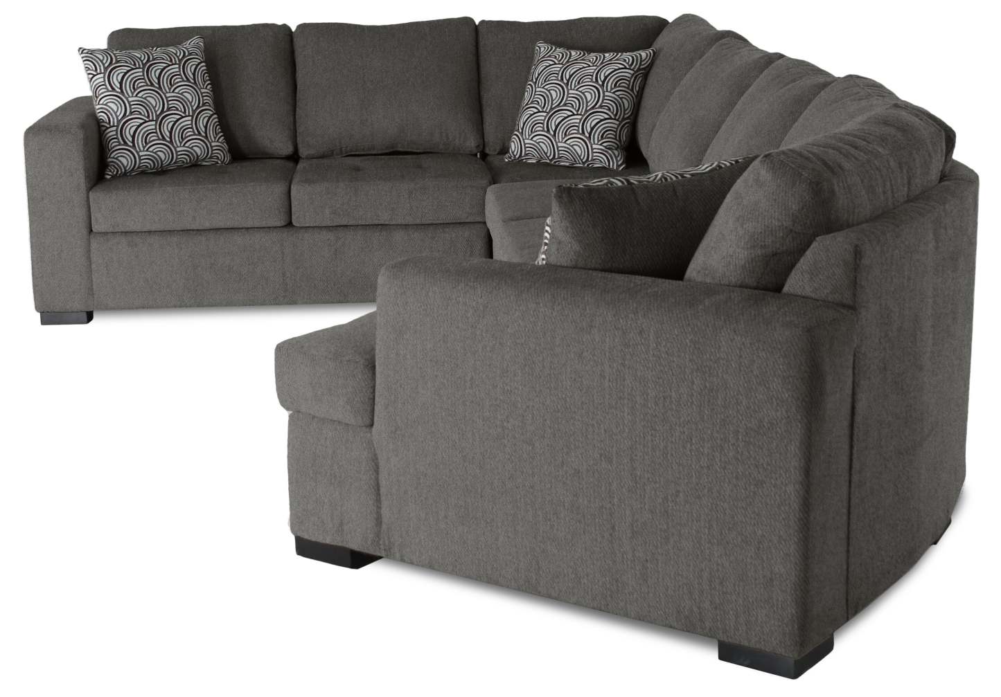 Fabriqué au Canada, sectionnel lit-couché Legend 3 pièces en tissu de chenille avec fauteuil enveloppant - brun étain