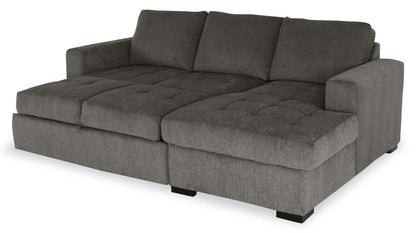 Made in Canada Legend 2-Piece Right-Facing Chenille Fabric Sleeper Sectional with Storage Chaise - Pewter Brown | Canapé-lit sectionnel de droite Legend 2 pièces fabriqué au Canada en tissu de chenille avec chaise longue de rangement - brun étain