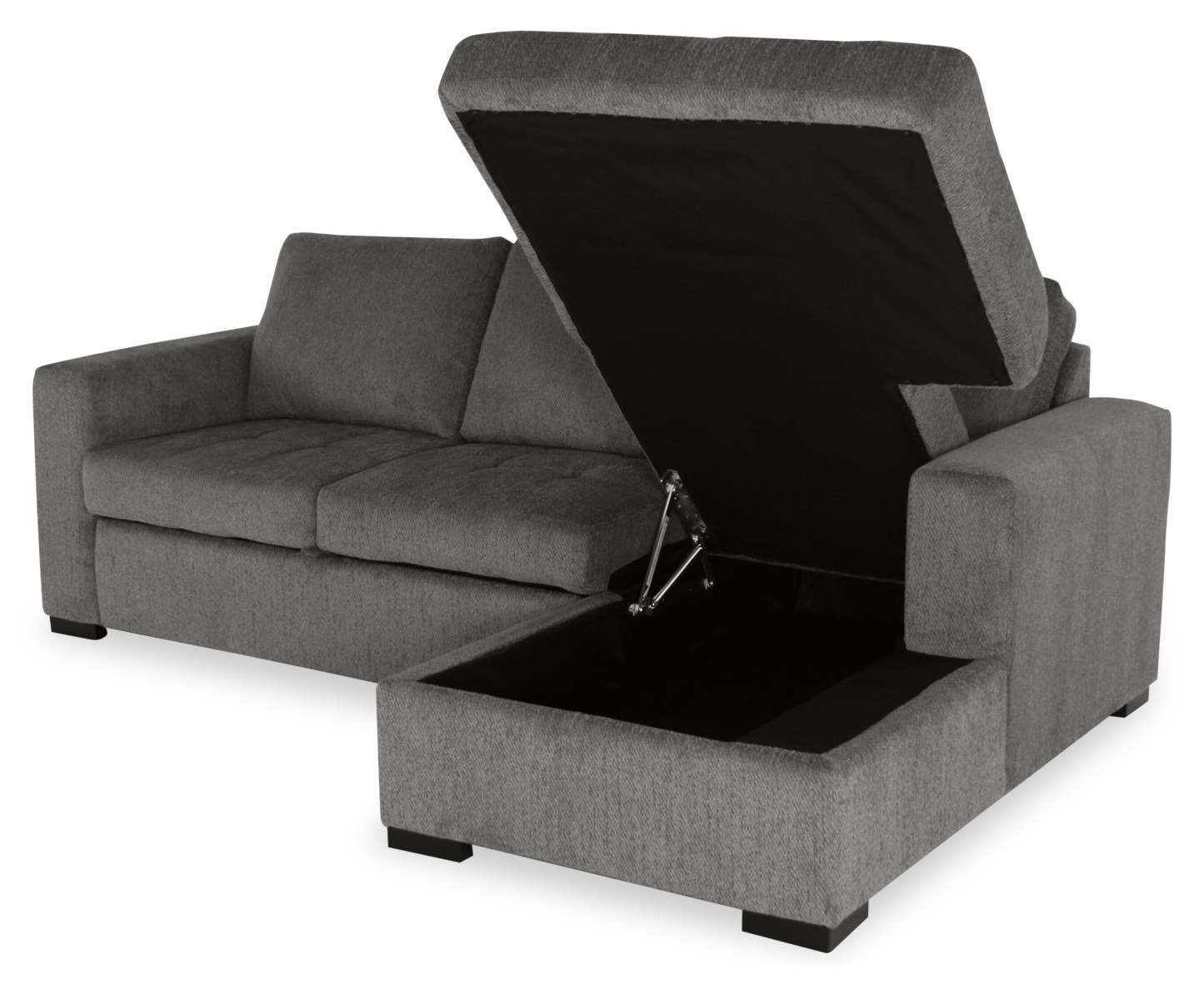 Made in Canada Legend 2-Piece Right-Facing Chenille Fabric Sleeper Sectional with Storage Chaise - Pewter Brown | Canapé-lit sectionnel de droite Legend 2 pièces fabriqué au Canada en tissu de chenille avec chaise longue de rangement - brun étain