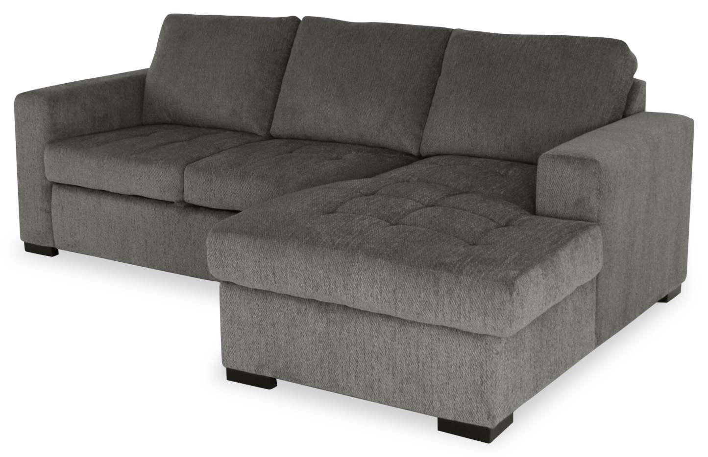 Made in Canada Legend 2-Piece Right-Facing Chenille Fabric Sleeper Sectional with Storage Chaise - Pewter Brown | Canapé-lit sectionnel de droite Legend 2 pièces fabriqué au Canada en tissu de chenille avec chaise longue de rangement - brun étain