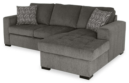 Made in Canada Legend 2-Piece Right-Facing Chenille Fabric Sleeper Sectional with Storage Chaise - Pewter Brown | Canapé-lit sectionnel de droite Legend 2 pièces fabriqué au Canada en tissu de chenille avec chaise longue de rangement - brun étain