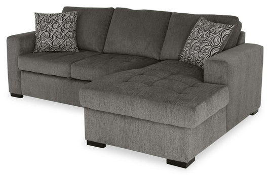 Made in Canada Legend 2-Piece Right-Facing Chenille Fabric Sleeper Sectional with Storage Chaise - Pewter Brown | Canapé-lit sectionnel de droite Legend 2 pièces fabriqué au Canada en tissu de chenille avec chaise longue de rangement - brun étain