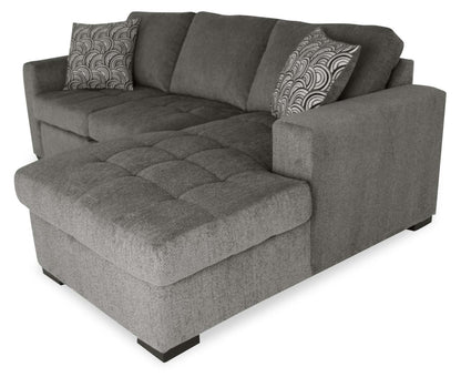 Made in Canada Legend 2-Piece Right-Facing Chenille Fabric Sleeper Sectional with Storage Chaise - Pewter Brown | Canapé-lit sectionnel de droite Legend 2 pièces fabriqué au Canada en tissu de chenille avec chaise longue de rangement - brun étain