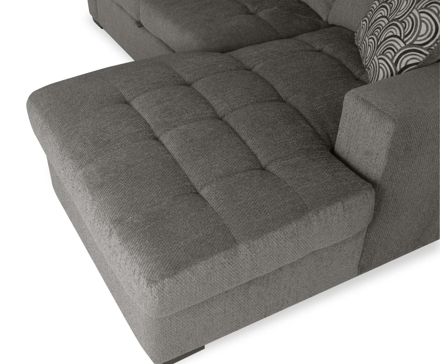 Made in Canada Legend 2-Piece Right-Facing Chenille Fabric Sleeper Sectional with Storage Chaise - Pewter Brown | Canapé-lit sectionnel de droite Legend 2 pièces fabriqué au Canada en tissu de chenille avec chaise longue de rangement - brun étain