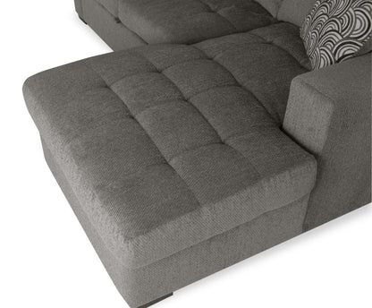 Made in Canada Legend 2-Piece Right-Facing Chenille Fabric Sleeper Sectional with Storage Chaise - Pewter Brown | Canapé-lit sectionnel de droite Legend 2 pièces fabriqué au Canada en tissu de chenille avec chaise longue de rangement - brun étain