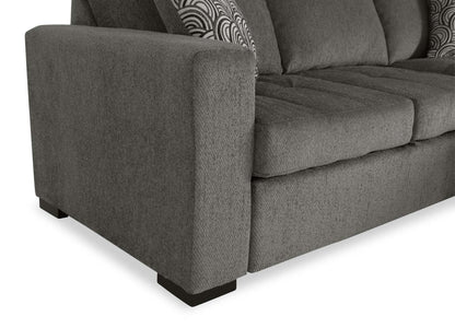 Made in Canada Legend 2-Piece Right-Facing Chenille Fabric Sleeper Sectional with Storage Chaise - Pewter Brown | Canapé-lit sectionnel de droite Legend 2 pièces fabriqué au Canada en tissu de chenille avec chaise longue de rangement - brun étain