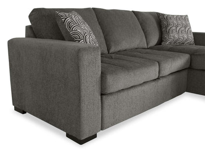 Made in Canada Legend 2-Piece Right-Facing Chenille Fabric Sleeper Sectional with Storage Chaise - Pewter Brown | Canapé-lit sectionnel de droite Legend 2 pièces fabriqué au Canada en tissu de chenille avec chaise longue de rangement - brun étain
