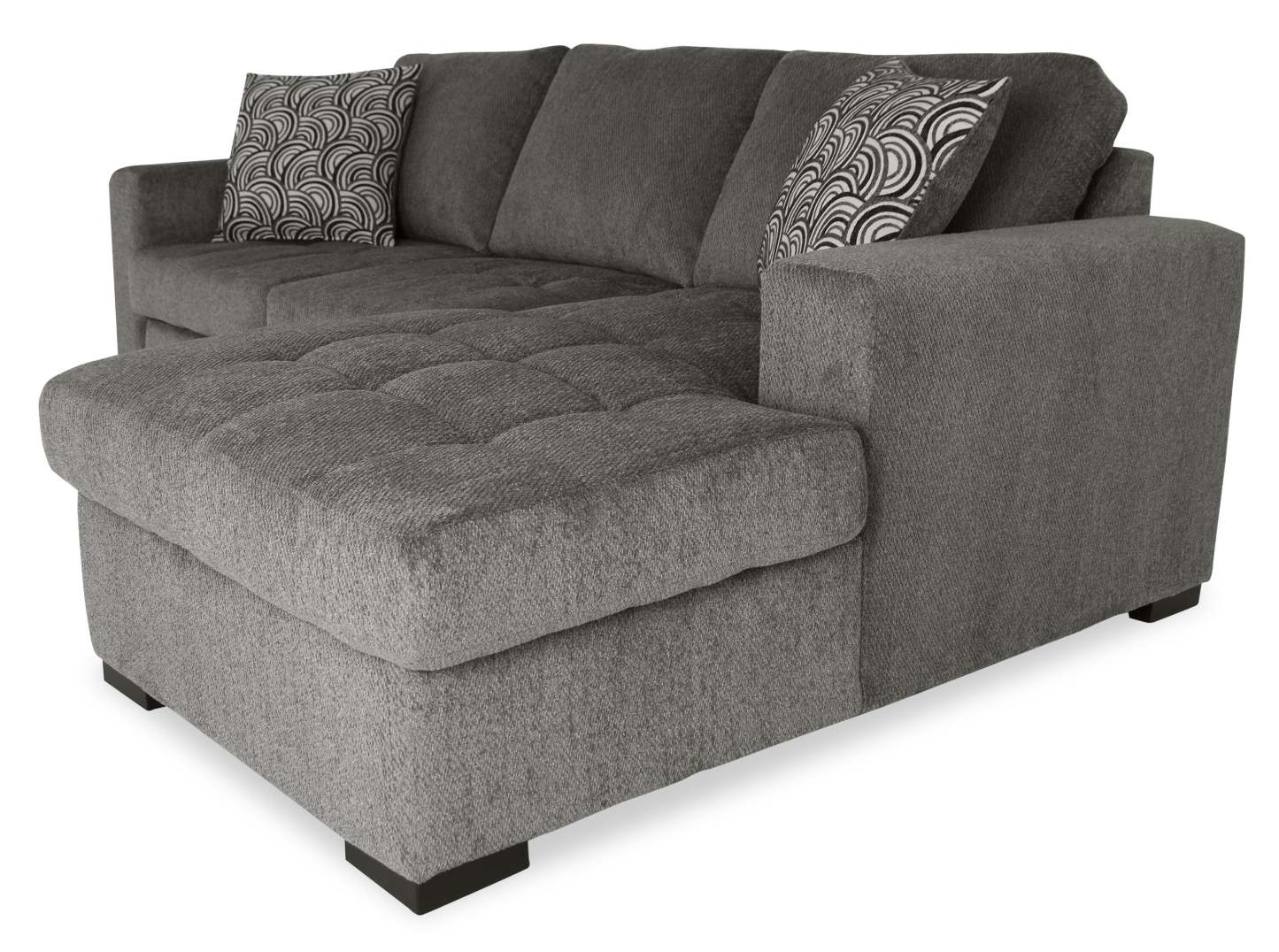 Made in Canada Legend 2-Piece Right-Facing Chenille Fabric Sleeper Sectional with Storage Chaise - Pewter Brown | Canapé-lit sectionnel de droite Legend 2 pièces fabriqué au Canada en tissu de chenille avec chaise longue de rangement - brun étain