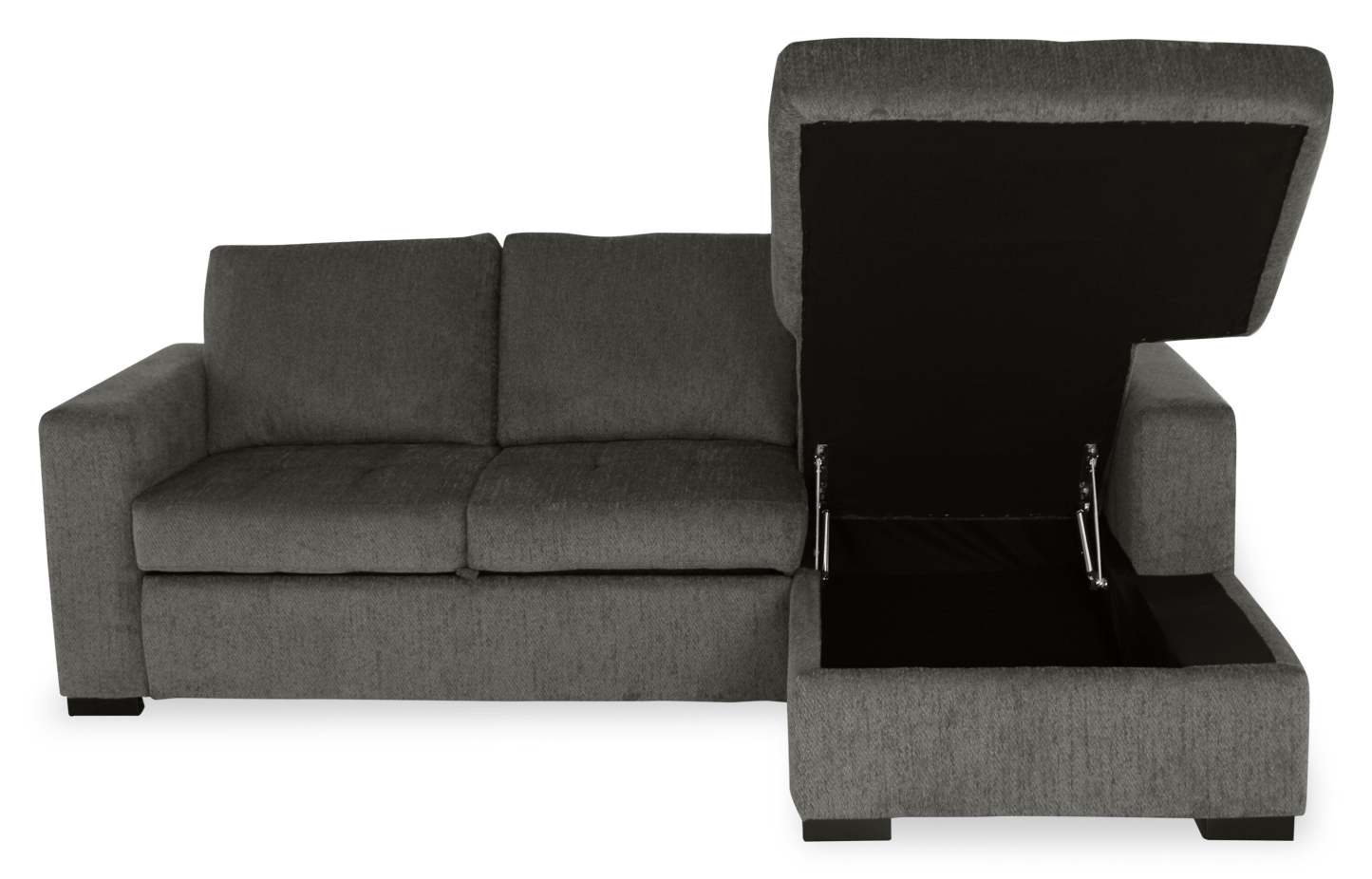 Made in Canada Legend 2-Piece Right-Facing Chenille Fabric Sleeper Sectional with Storage Chaise - Pewter Brown | Canapé-lit sectionnel de droite Legend 2 pièces fabriqué au Canada en tissu de chenille avec chaise longue de rangement - brun étain