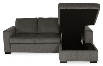 Made in Canada Legend 2-Piece Right-Facing Chenille Fabric Sleeper Sectional with Storage Chaise - Pewter Brown | Canapé-lit sectionnel de droite Legend 2 pièces fabriqué au Canada en tissu de chenille avec chaise longue de rangement - brun étain