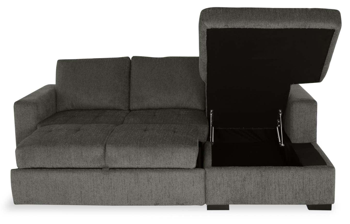 Made in Canada Legend 2-Piece Right-Facing Chenille Fabric Sleeper Sectional with Storage Chaise - Pewter Brown | Canapé-lit sectionnel de droite Legend 2 pièces fabriqué au Canada en tissu de chenille avec chaise longue de rangement - brun étain