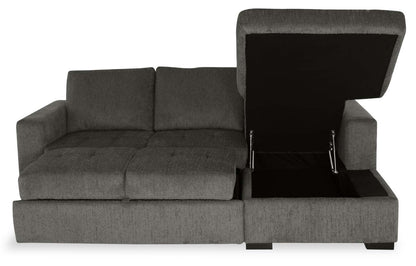 Made in Canada Legend 2-Piece Right-Facing Chenille Fabric Sleeper Sectional with Storage Chaise - Pewter Brown | Canapé-lit sectionnel de droite Legend 2 pièces fabriqué au Canada en tissu de chenille avec chaise longue de rangement - brun étain