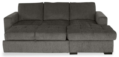 Made in Canada Legend 2-Piece Right-Facing Chenille Fabric Sleeper Sectional with Storage Chaise - Pewter Brown | Canapé-lit sectionnel de droite Legend 2 pièces fabriqué au Canada en tissu de chenille avec chaise longue de rangement - brun étain
