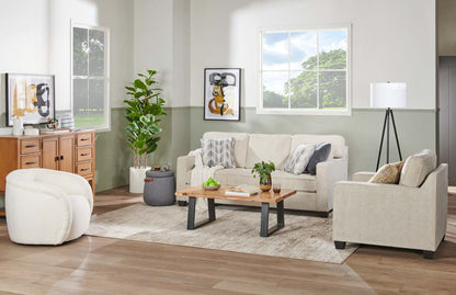 Made in Canada Lennox 35 Chenille Fabric Chair with Reversible Cushions and Track Arms - Taupe | Fauteuil Lennox de 35 po fabriqué au Canada en tissu de chenille avec coussins réversibles et accoudoirs rectilignes - taupe