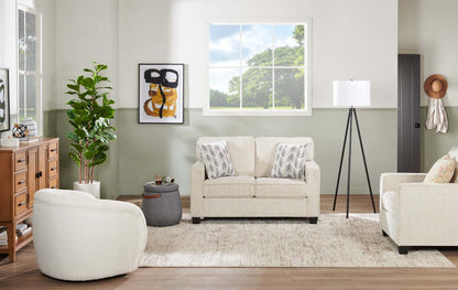 Causeuse Lennox de 57 po fabriquée au Canada en tissu de chenille avec coussins réversibles et coussins décoratifs - taupe