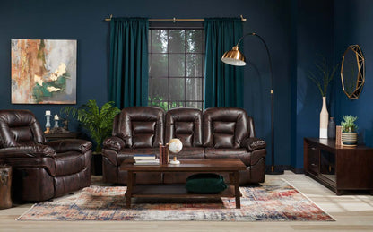 Sofa inclinable Leo de 87,5 po en tissu d’apparence cuir - brun noyer