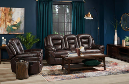 Fauteuil berçant et inclinable Leo de 41 po en tissu d'apparence cuir - brun noyer