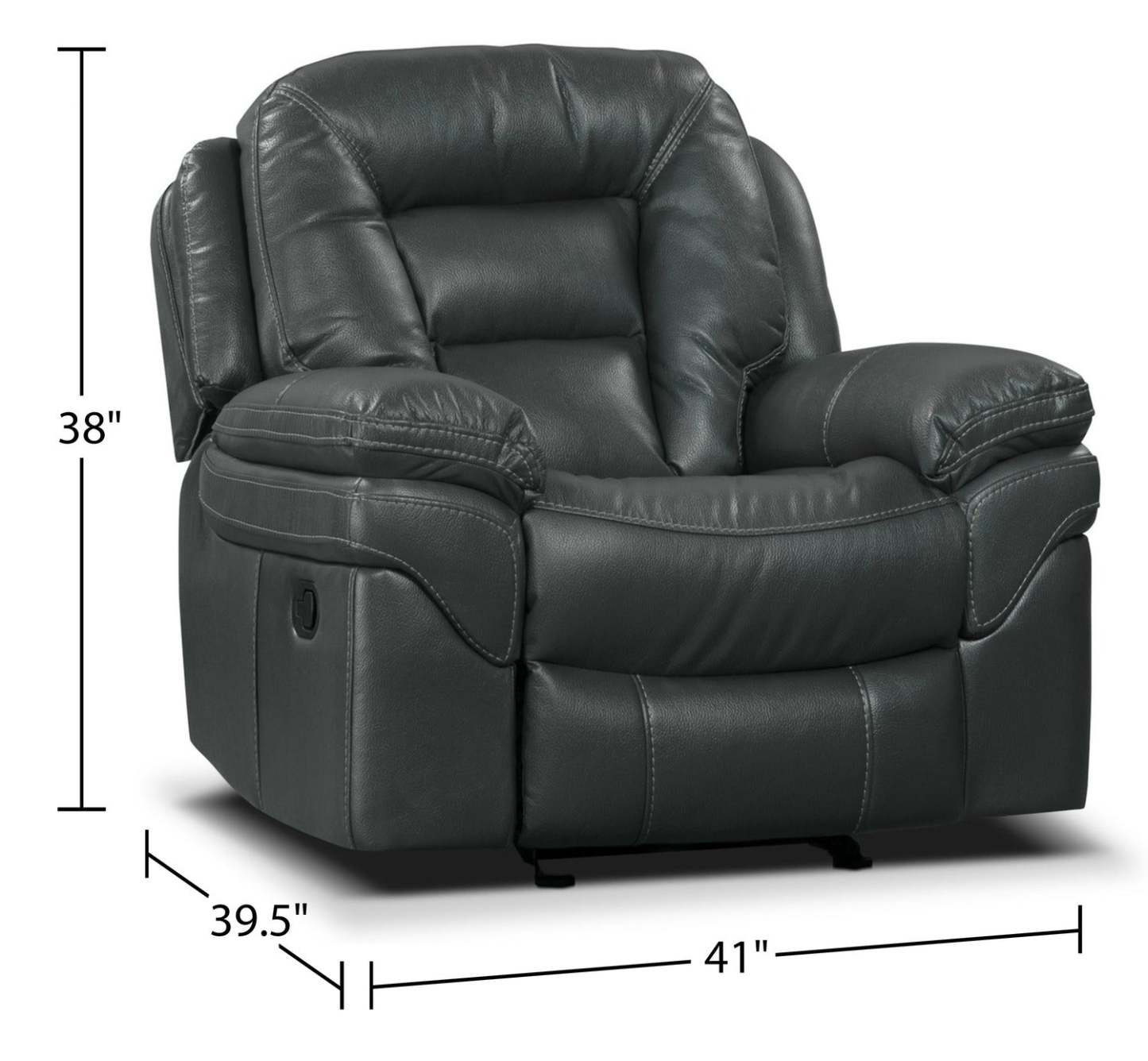 Fauteuil berçant et inclinable Leo de 41 po en tissu d'apparence cuir - gris