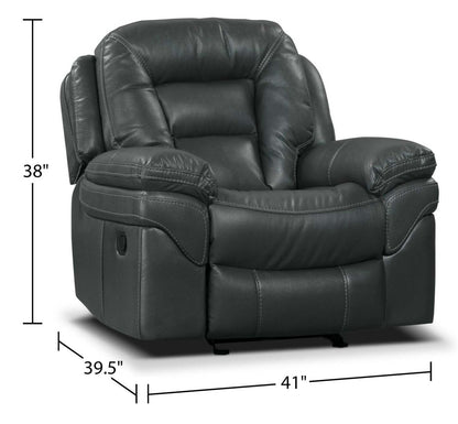 Fauteuil berçant et inclinable Leo de 41 po en tissu d'apparence cuir - gris