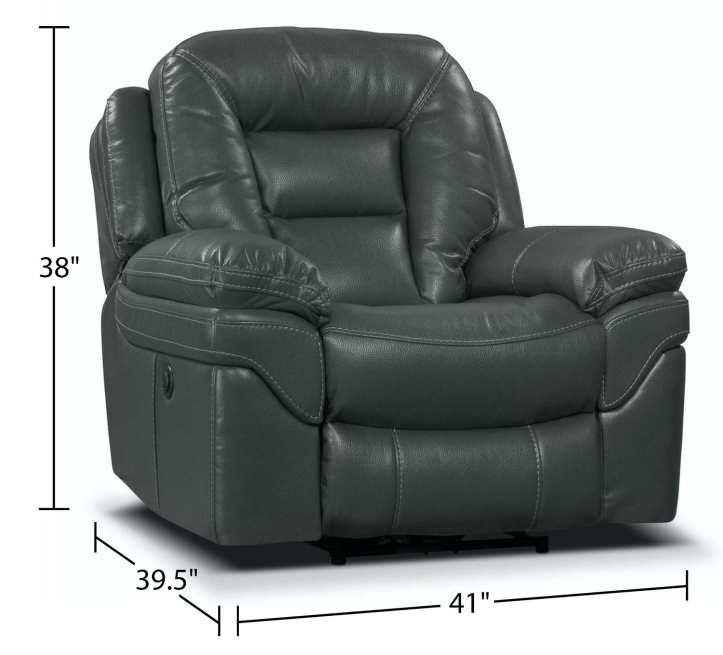 Fauteuil à inclinaison électrique Leo de 41 po en tissu d’apparence cuir - gris