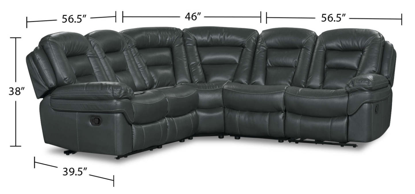 Sofa sectionnel inclinable Leo 5 pièces en tissu d’apparence cuir - gris