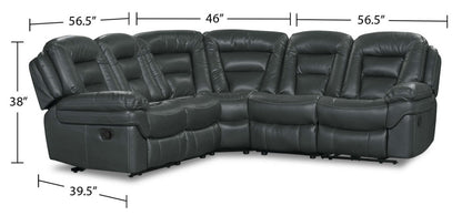 Sofa sectionnel inclinable Leo 5 pièces en tissu d’apparence cuir - gris