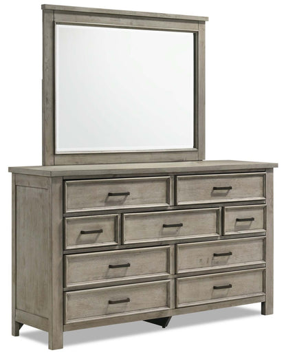 Miroir de commode de chambre Levi, bois – Gris dérive | Miroir de commode de chambre à coucher Levi en bois - gris bois de grève