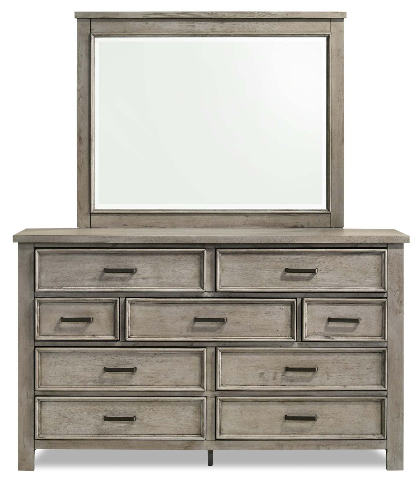 Miroir de commode de chambre Levi, bois – Gris dérive | Miroir de commode de chambre à coucher Levi en bois - gris bois de grève