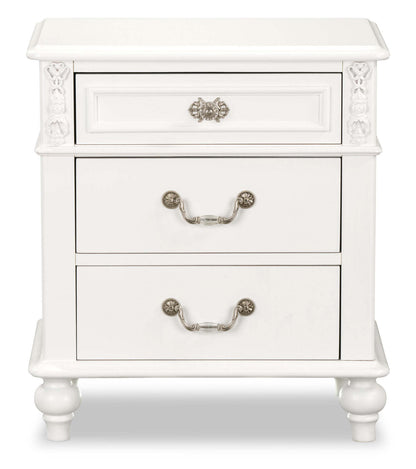 Table de nuit Livy à 3 tiroirs pour enfants, 24 W - Blanc | Table de nuit Livy de 24 po (L) à 3 tiroirs pour enfant - blanche