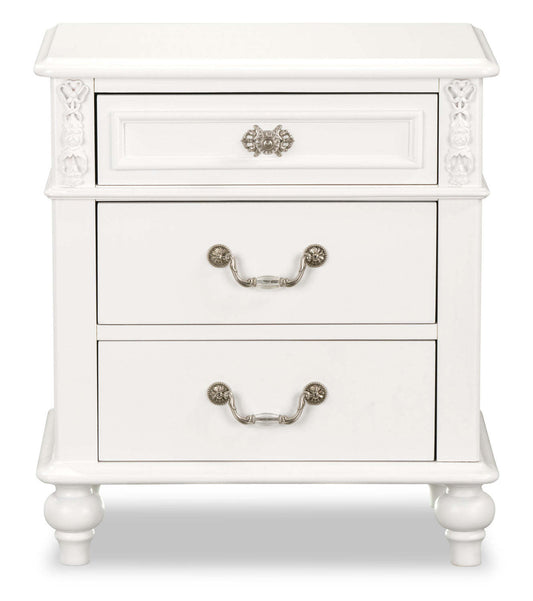 Table de nuit Livy à 3 tiroirs pour enfants, 24 W - Blanc | Table de nuit Livy de 24 po (L) à 3 tiroirs pour enfant - blanche