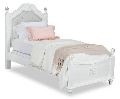 Lit à panneaux Livy pour enfants, blanc, cuir végétalien - Taille simple | Lit à panneau Livy pour enfants en cuir végétalien, blanc - format lit simple