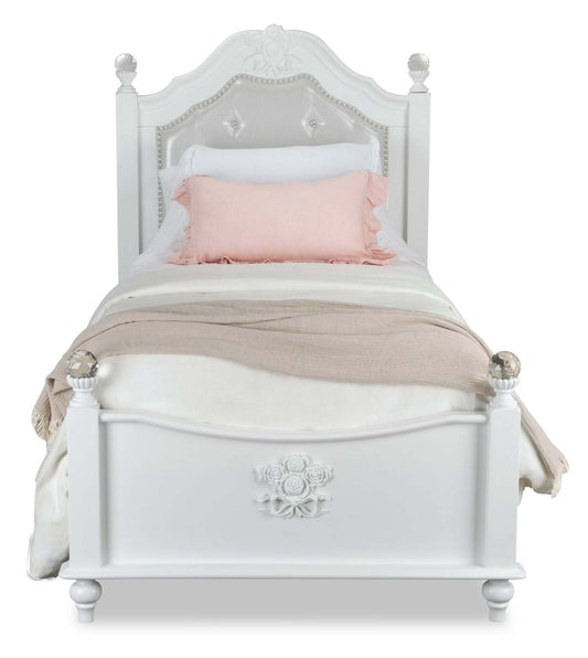 Lit à panneaux Livy pour enfants, blanc, cuir végétalien - Taille simple | Lit à panneau Livy pour enfants en cuir végétalien, blanc - format lit simple