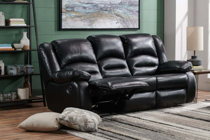 Sofa inclinable Toreno de 86 po en cuir véritable - noir
