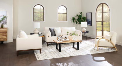 Cindy Crawford Home Gena 78,7 canapé de taille condo en tissu d'apparence lin avec coussins de dossier amovibles - blanc coton