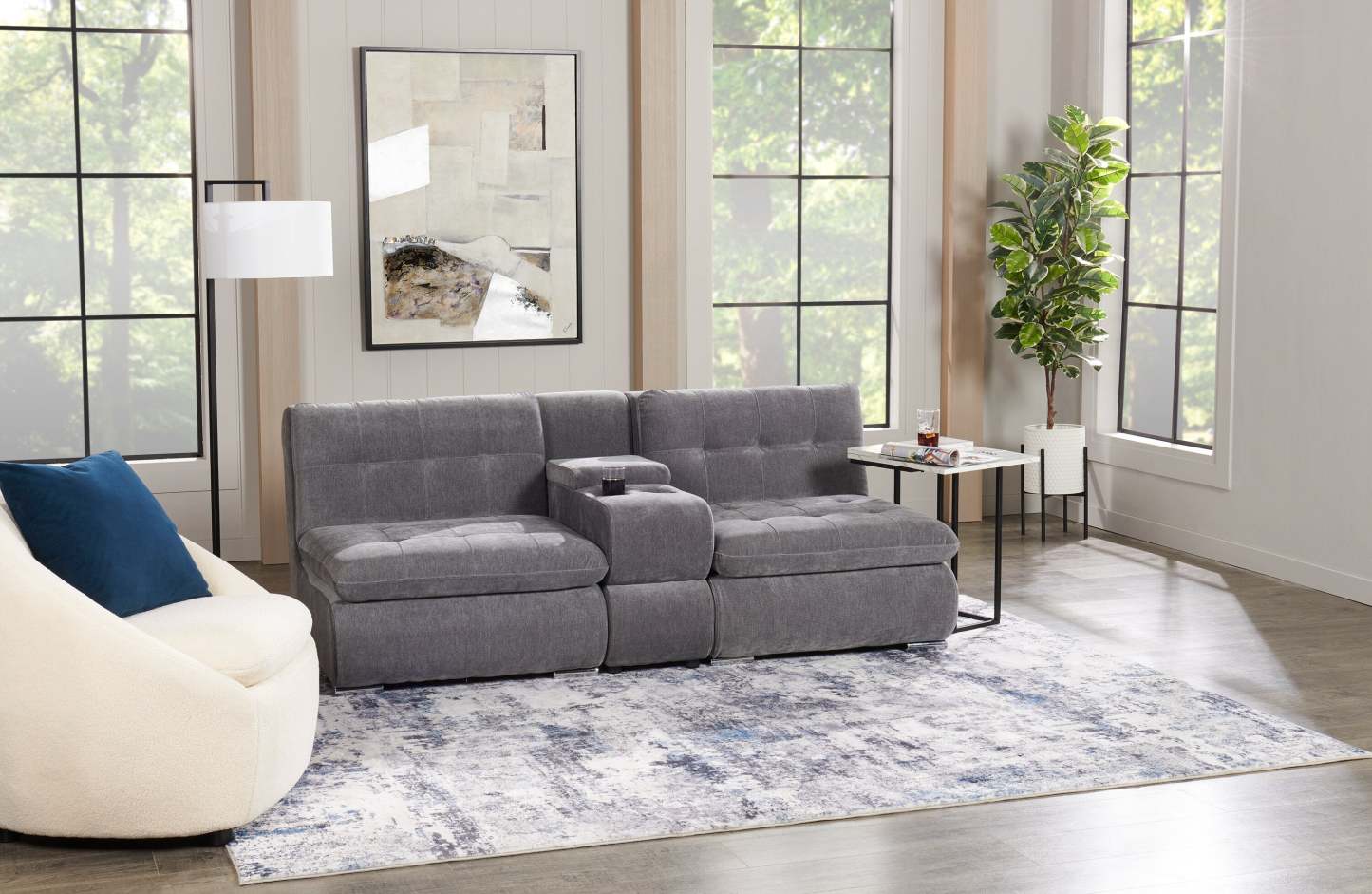 Chaise d'appoint incurvée en tissu bouclé Lola 28,7 avec coussin de siège amovible - Blanc | Fauteuil d'appoint courbé Lola de 28,7 po en tissu chenille bouclé avec coussin de siège amovible - blanc