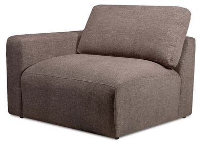 Fauteuil modulaire de gauche Lotus de Kort & Co. de 42,5 po en tissu de chenille avec coussins en duvet et plumes - brun café