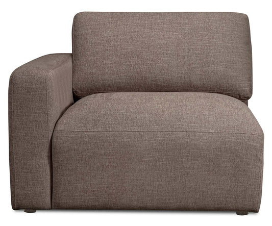Fauteuil modulaire de gauche Lotus de Kort & Co. de 42,5 po en tissu de chenille avec coussins en duvet et plumes - brun café