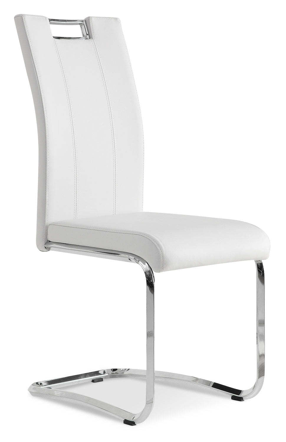 Chaise de salle à manger Tuxedo avec tissu en cuir végétalien, métal - Blanc | Chaise de salle à manger Tuxedo en tissu de cuir végétalien et en métal - blanche