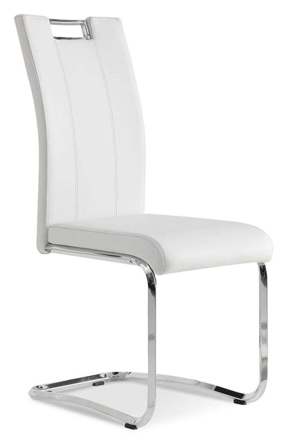Chaise de salle à manger Tuxedo avec tissu en cuir végétalien, métal - Blanc | Chaise de salle à manger Tuxedo en tissu de cuir végétalien et en métal - blanche