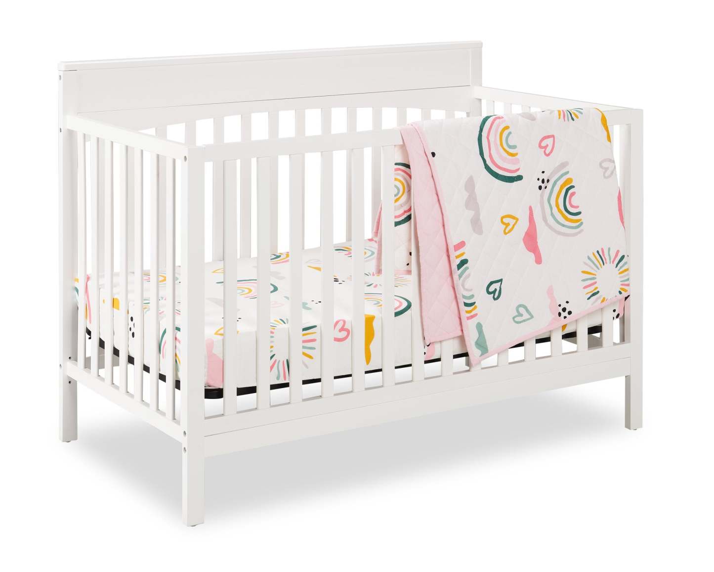Luna 3-Piece Crib Bedding Set - White and Pink| Literie Luna 3 pièces pour lit de bébé - blanc et rose