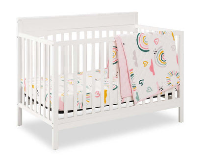 Luna 3-Piece Crib Bedding Set - White and Pink| Literie Luna 3 pièces pour lit de bébé - blanc et rose