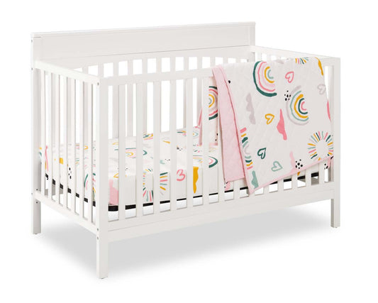 Luna 3-Piece Crib Bedding Set - White and Pink| Literie Luna 3 pièces pour lit de bébé - blanc et rose